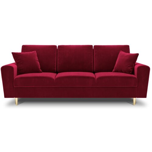 Cosmopolitan Design Rdeča žametna raztegljiva sedežna garnitura s prostorom za shranjevanje 235 cm Kyoto &amp;ndash; Slike