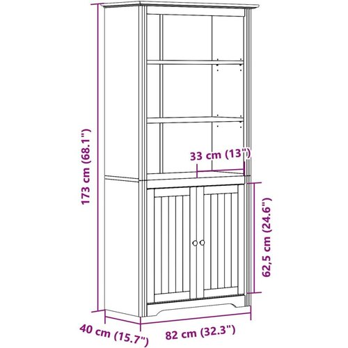 vidaXL Regal za knjige BODO sivi 80x40x172 cm od masivne borovine Cene
