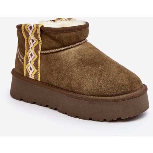 FS1 Leather Suede Snow Boots Women Green Vebissat Slike