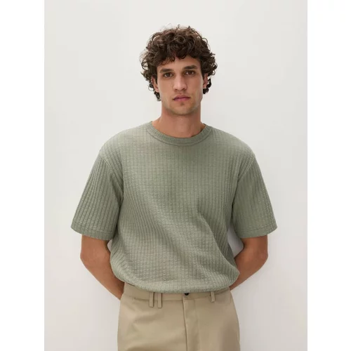 Reserved rebrasta majica comfort fit - zelena