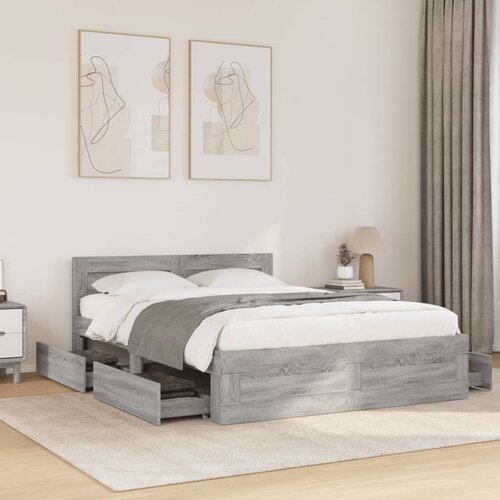 Furnova Posteljni okvir z vzglavjem siva sonoma 120x190 cm inž. les, (21937393) Slike