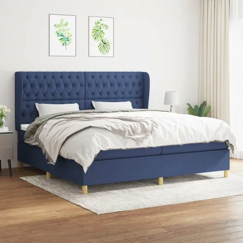  Box spring postelja z vzmetnico modra 200x200 cm blago, (20761171)