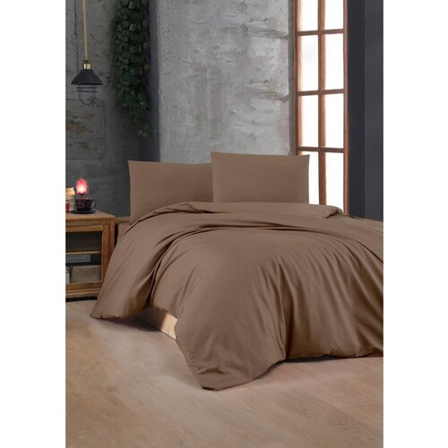  Brown Ranforce Single Quilt Cover Set (DE) Cene