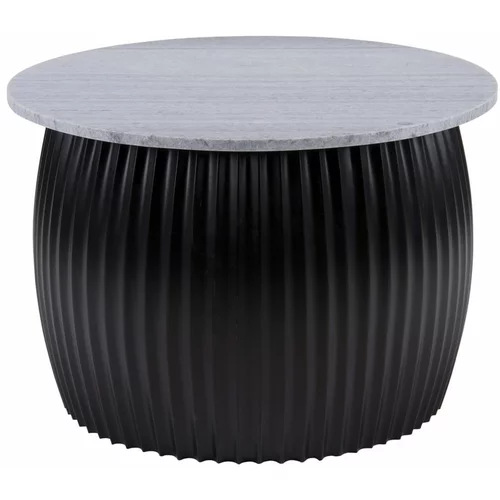 Leitmotiv Črna okrogla mizica z mizno ploščo v marmornem dekorju ø 52 cm Luscious –