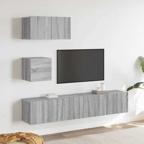  4-dijelni set TV ormarića sivog sonome konstruirano drvo Cene