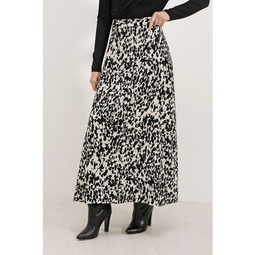 Bigdart 8003 Patterned Viscose Skirt - Black Slike