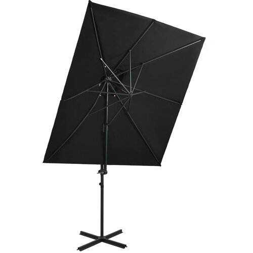 vidaXL Konzolni suncobran s dvostrukim vrhom 250 x 250 cm crni Cijene