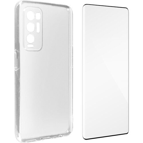 Avizar popolna 360&deg; za&scaron;cita - prozorna mehka torbica kaljeno steklo s crno obrobo za oppo find X3 neo, (20629506) Cene