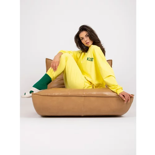 Fashion Hunters Yellow two-piece sweatshirt set with embroidery