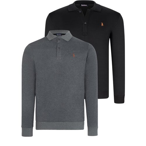 Dewberry DOUBLE SET V4007 MEN&amp;#039;S SWEATSHIRT-BLACK-ANTHRACITE Slike