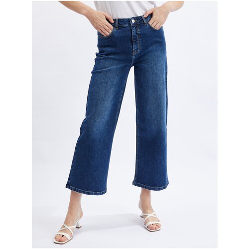 Orsay Dark Blue Women Cropped Flared Fit Jeans - Women Cene