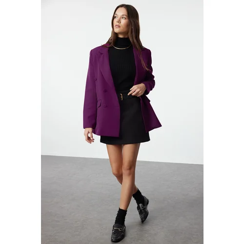 Trendyol Purple Regular Lined Double Breasted Closure Woven Blazer Jacket