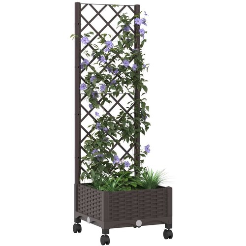  Vrtni saksija s re&amp;scaron;etkom i kotačima Smeđa 40 x 40 x 131 5 cm PP - Smeđa 40 x 40 x 121 5 cm s kotačima Slike