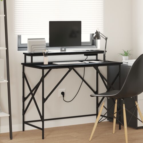 VidaXL Stol Crni hrast 100 x 50 x 86.5 cm Konstruirano drvo Slike