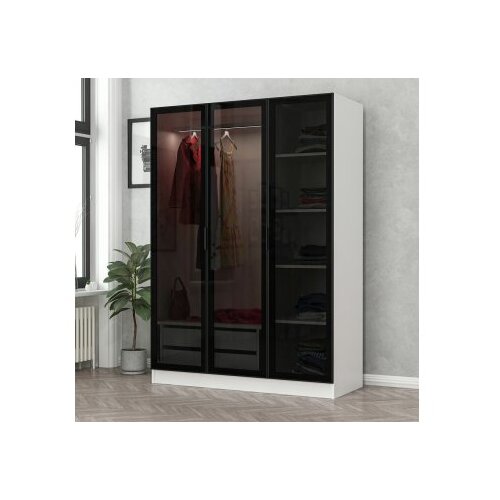 Hanah home Ormar Kale 135x210x52cm Bijelo-crni Cijene
