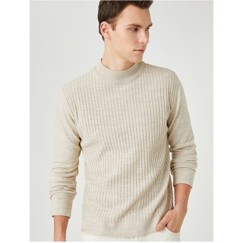 Koton Knitwear Sweater Knit Patterned Half Turtleneck Slim Fit Slike