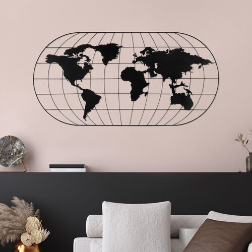Wallity Zidna dekoracija World Map 17, 120x60 cm, Crna Slike