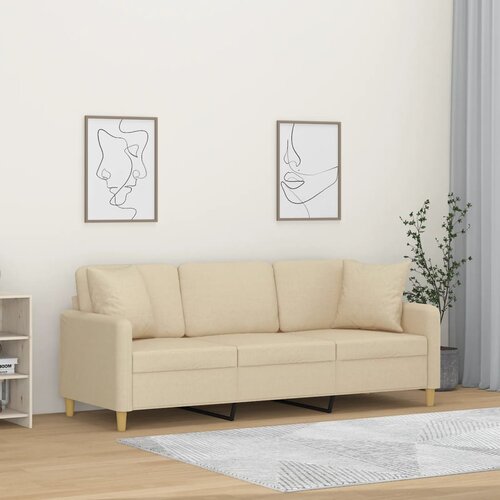  Trosjed s ukrasnim jastucima krem 180 cm od tkanine Slike