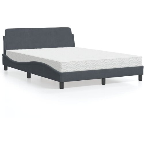 VidaXL Krevet s madracem tamnosivi 140x190 cm bar&amp;scaron;unasti Slike