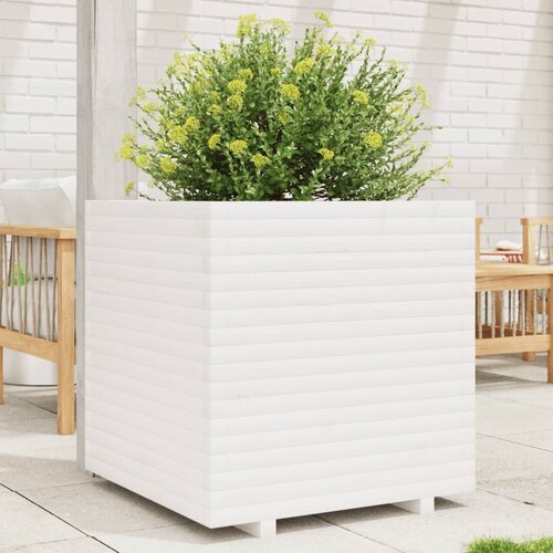VidaXL Vrtna sadilica bijela 70 x 70 x 72 cm od masivne borovine Slike