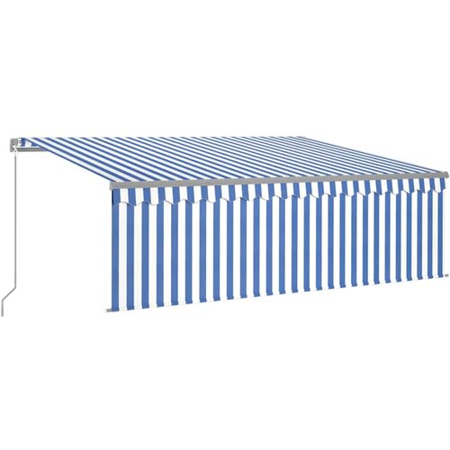 Tenda na ručno uvlačenje s roletom LED 4,5 x 3 m plavo-bijela Slike
