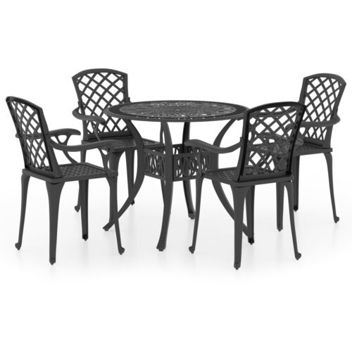 vidaXL Bistro garnitura 5-delna liti aluminij črna, (20597772) Cene