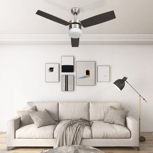 VidaXL Stropni ventilator sa svjetlom i daljinskim 108 cm tamnosmeđi Slike