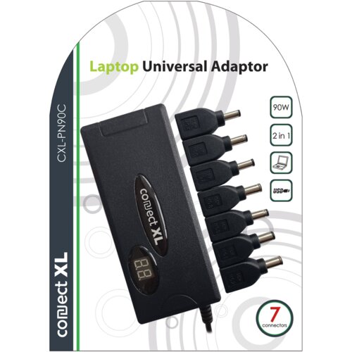 Connect Xl Adapter za laptop, univerzalni, 90W, 2u1 AC+Auto, LCD, CXL-PN90C Slike
