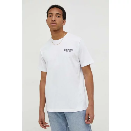 Iceberg Bombažna kratka majica moški, bela barva