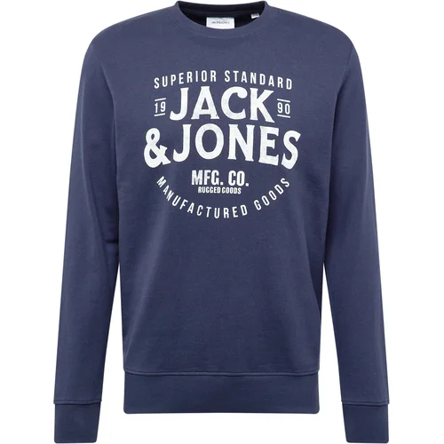 Jack & Jones Sweater majica 'JJJEANS' mornarsko plava / bijela