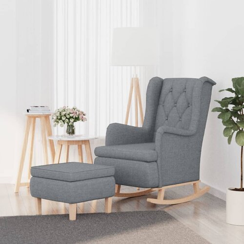 The Living Store Fotelj z gugalnimi nogami in stolčkom svetlo sivo blago - Fotelj S Stolčkom, (21420181) Slike