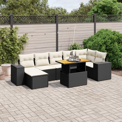 vidaXL 8-dijelni set vrtnih sofa od poliratana s jastucima crni Cijene