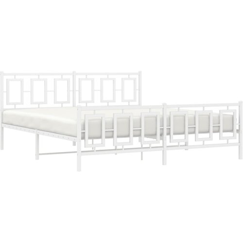  Metalni okvir kreveta uzglavlje i podnožje bijeli 180x200 cm Slike