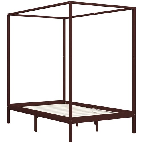 Maison Chic Posteljni okvir - Dvoposteljna postelja - Zakonska postelja z baldahinom temno rjav iz borovine 120x200 cm, (21695357) Slike