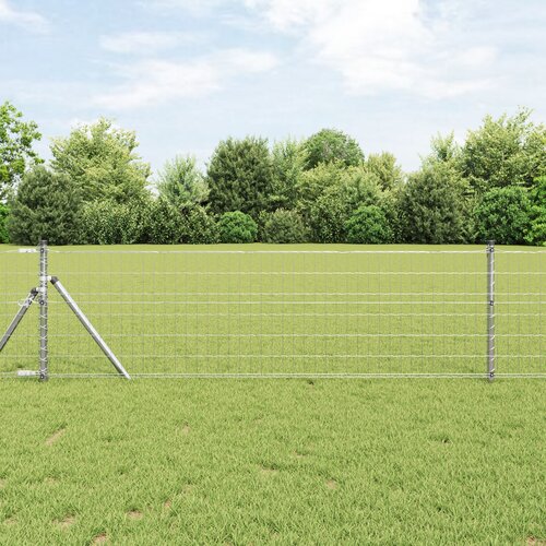vidaXL evropska ograja s 13 stebri 0.8x25 m galvanizirano jeklo Cene