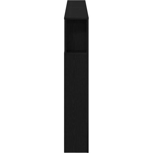  LED glava kreveta s policom Crni hrast 180 x 18,5 x 103,5 cm Slike