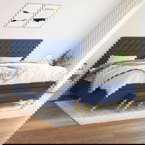  Krevet s oprugama i madracem plavi 160x200 cm od tkanine Cijene