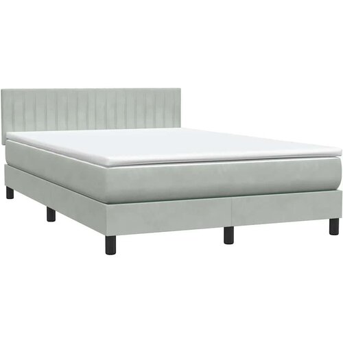 VidaXL Krevet s oprugama i madracem svjetlosivi 160x210 cm bar&amp;scaron;unasti Slike