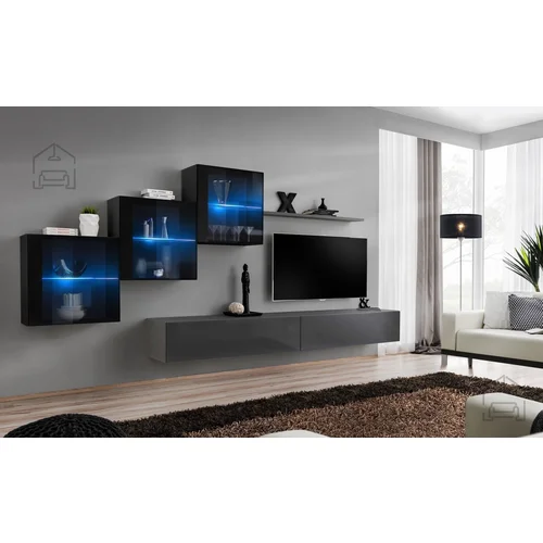 ASM Meble Dnevni TV regal Switch XX 310 cm LED - črn/grafit