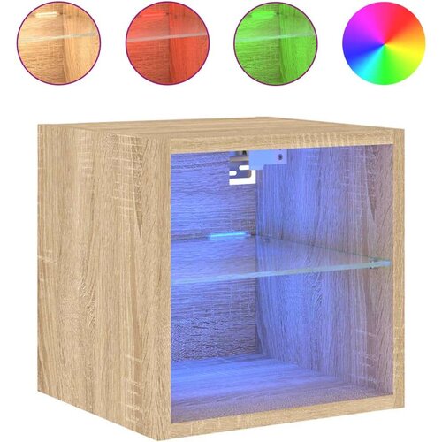 vidaXL Stenska TV omarica z LED lučkami sonoma hrast 30x28,5x30 cm Cene