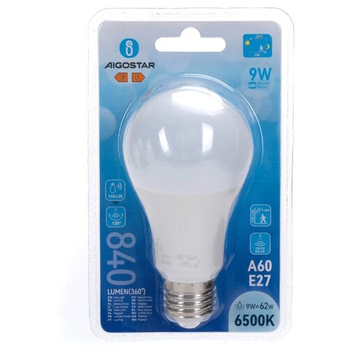  LED sijalica sa senzorom pokreta i sumraka A60 E27/9W/230V 6500K - Aigostar Slike
