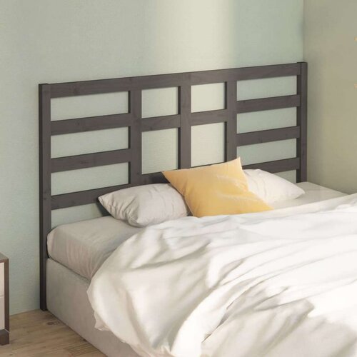  Uzglavlje za krevet sivo 156 x 4 x 104 cm od masivne borovine Slike
