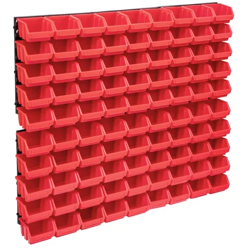  96-dijelni set kutija za pohranu sa zidnim pločama crveno-crni