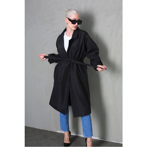 Madmext Black Double Breasted Women's Trench Coat Slike