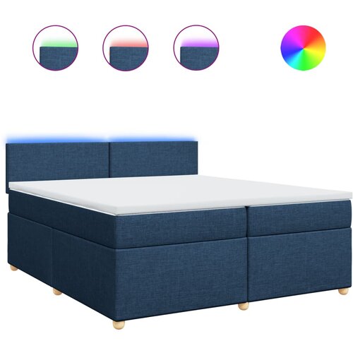 vidaXL Box spring postelja z vzmetnico modra 200x200 cm blago, (21304744) Cene