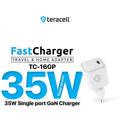 Teracell Kucni punjac Evolution TC-16GP/ GaN/ PD 3.0/ 35W sa PD Type c kablom beli CE Slike