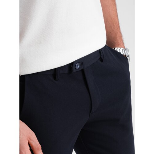 Ombre Men's smart chino SLIM FIT pants - navy blue Cene