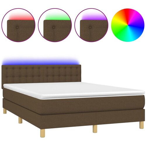 Maison Chic Box spring postelja - Vzmetna postelja z vzmetnico LED temno rjava 140x200cm blago SL21947, (21892540) Cene
