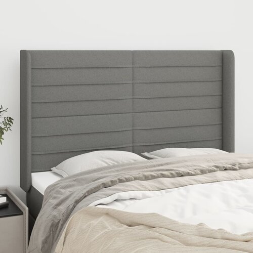  Uzglavlje s u&scaron;ima tamnosivo 147x16x118/128 cm od tkanine Cijene