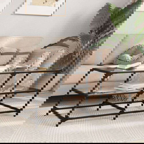  Stolić za kavu s crnom staklenom površinom 98 5x50x45 cm čelik Cijene